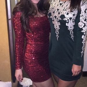 Red all-over sequin party dress!